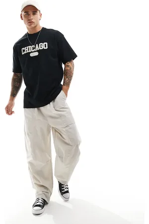 Cotton On Camiseta negra extragrande con estampado gráfico "Chicago" de Cotton On-Negro