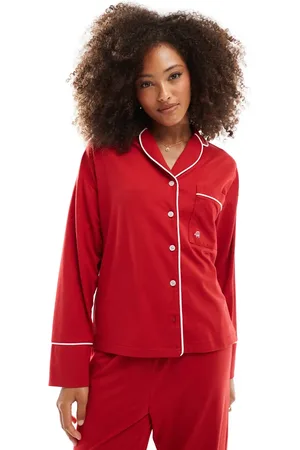 4th & Reckless Camisa de pijama roja de manga larga de punto liso Jennifer de