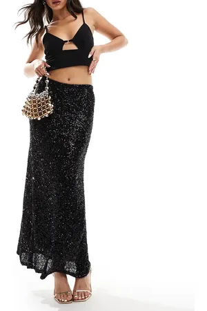 Never Fully Dressed Falda larga negra de lentejuelas de
