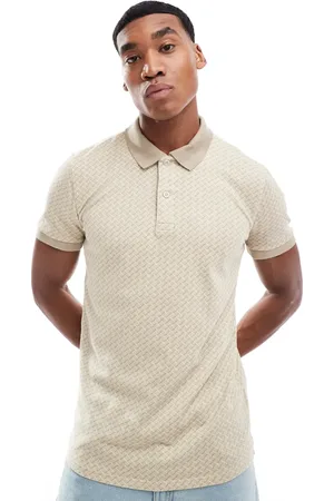 Hollister Polo tostado con estampado geométrico y logo de icono de piqué de -Marrón