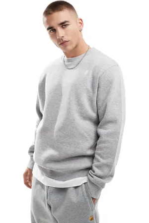 JJ Sudadera gris jaspeado extragrande con cuello redondo de