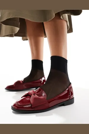 ASOS Mocasines planos con detalle de lazo de charol Mentor de -Rojo