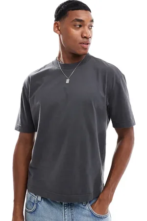 Hollister Camiseta corta negra de corte cuadrado de tejido grueso de -Gris