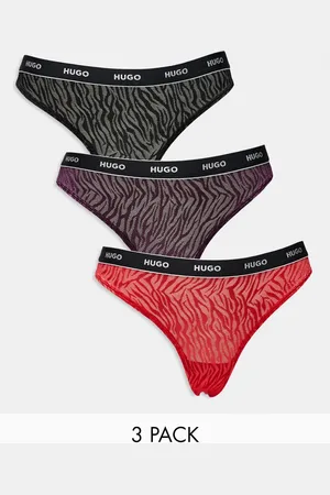 HUGO BOSS Pack de 3 tangas de color negro y rojo de encaje de HUGO Bodywear
