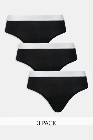 ASOS Pack de 3 braguitas brasileñas negras con cinturilla de algodón Lillie de