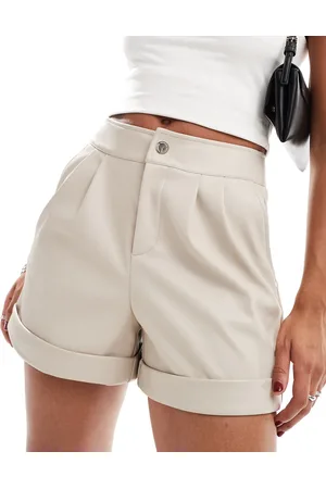 Morgan Pantalones cortos de sastre color de tejido efecto cuero de -Blanco