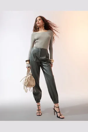 ASOS Joggers caquis de cuero sintético de -Verde