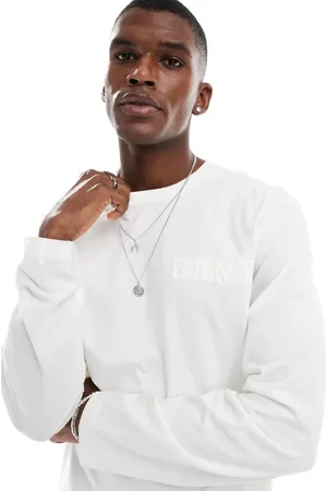 GANT Camiseta blanca de manga larga con logo a tono en relieve de -Blanco