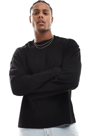 Weekday Camiseta negra de manga larga y corte cuadrado de