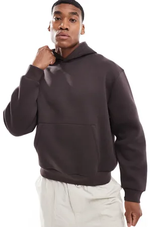 ASOS Sudadera marrón extragrande de corte cuadrado con capucha de tejido grueso efecto neopreno de