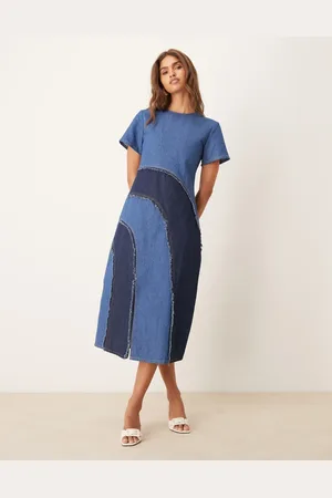 Ghospell Vestido vaquero midi con lavado oscuro Alba de -Azul