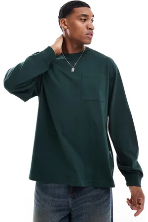 Only & Sons Camiseta verde lavado extragrande de manga larga de -Blanco