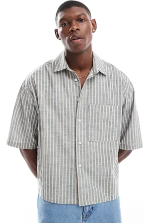 ASOS Camisa Oxford a rayas de corte cuadrado extragrande de