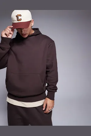 ASOS Sudadera marrón extragrande con capucha de tejido grueso de 400 g/m2 premium de