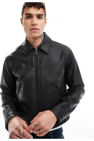 Weekday Chaqueta negra con diseño encogido de cuero sintético Denzel de
