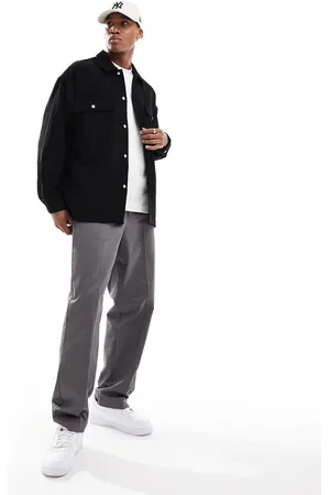 JACK & JONES Sobrecamisa negra extragrande de pana de