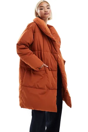 Monki Abrigo midi color óxido acolchado de -Naranja