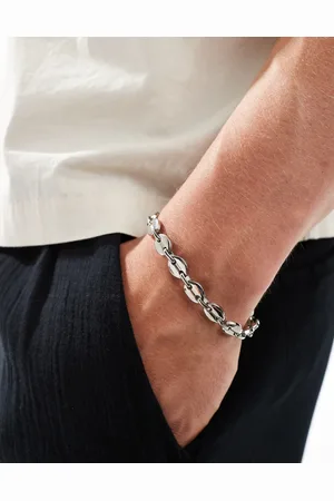 ASOS Pulsera plateada de eslabones de cadena barco de acero inoxidable resistente al agua de