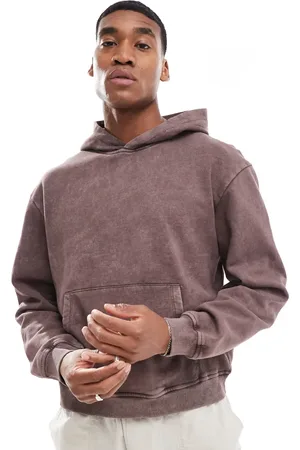 ASOS Sudadera burdeos lavado de corte cuadrado extragrande con capucha de -Marrón