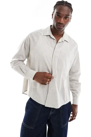 ASOS Camisa Oxford a rayas caquis de corte extragrande de -Verde