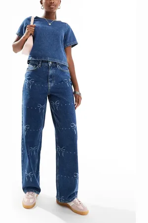 Miss Selfridge Vaqueros holgados con estampado de lazos de -Azul