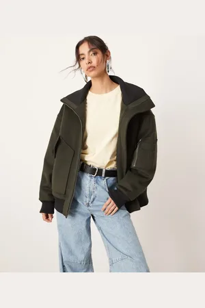 ASOS Chaqueta bomber con solapas desmesuradas de mezcla de lana de