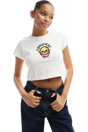 Converse Camiseta blanca Spray Paint Skull de