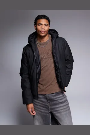 ASOS Chaqueta de plumas negra con acabado engomado de