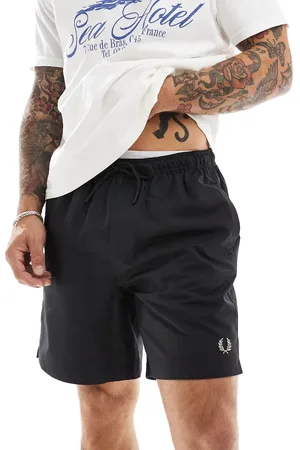 Fred Perry Shorts de baño negros clásicos de