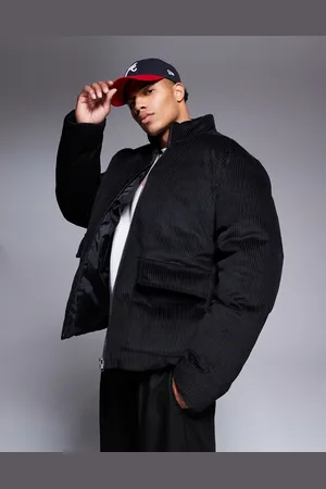 ASOS Chaqueta de plumas negra de pana de