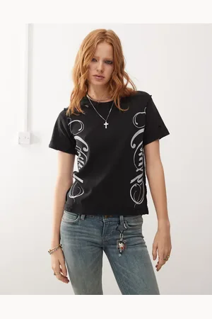 Cheap Monday Camiseta lavado de manga corta con estampado gráfico "Crush" y detalles desgastados de