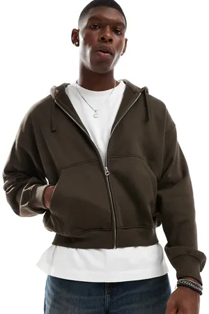 Weekday Sudadera de corte cuadrado con capucha y cremallera de punto liso de