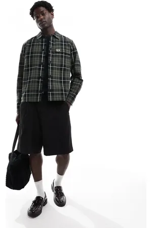 Fred Perry Sobrecamisas de cuadros verdes de