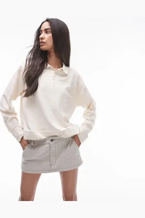 Topshop Polo color de corte cuadrado de manga larga de -Sin color