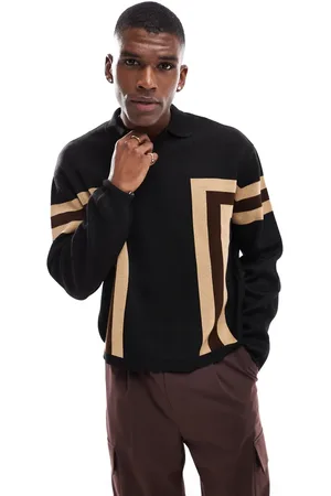 ASOS Polo de corte cuadrado extragrande con diseño de paneles de punto de