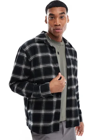 Hollister Sobrecamisa negra a cuadros de franela de