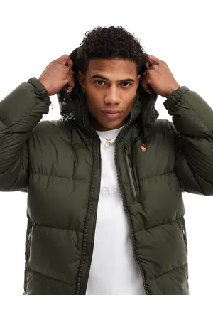 Ralph Lauren Chaqueta de plumón verde oliva con capucha y logo Icon de
