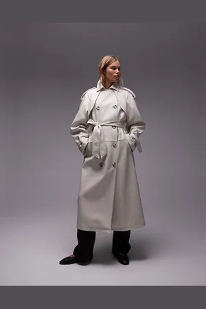 Topshop Gabardina color de cuero sintético texturizado de -Beis neutro