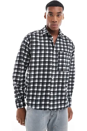 ASOS Camisa negra y blanca a cuadros escoceses extragrande de -Multicolor