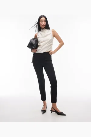 MANGO Pantalones capri negros de corte slim de