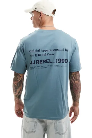 JJ Camiseta azul con estampado trasero de