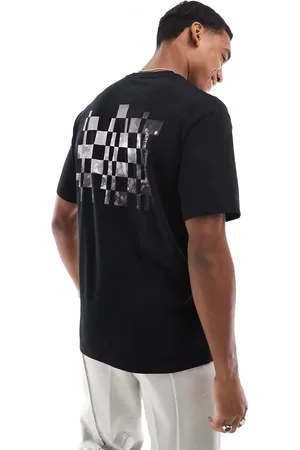 Fred Perry Camiseta negra extragrande con estampado en la espalda de