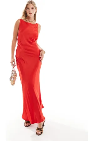 ASOS Vestido largo con espalda baja y cuello halter de satén de