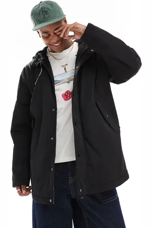 ASOS Parka negra acolchada con forro de borreguito de