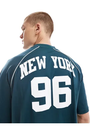 ASOS Camiseta color cerceta de corte cuadrado extragrande con estampado deportivo en la espalda de -Verde