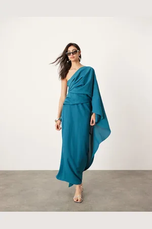 ASOS Vestido midi asimétrico y drapeado de