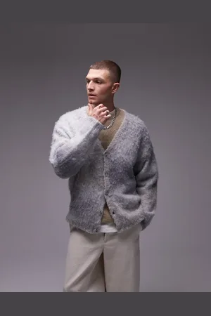 Topman Cárdigan gris degradado holgado de