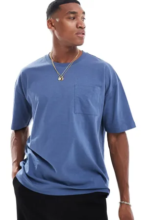 New Look Camiseta azul añil envejecido extragrande con bolsillo de