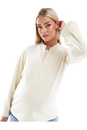Mama;licious Polar color con mangas anchas y cremallera delantera de Mamalicious Maternity-Blanco