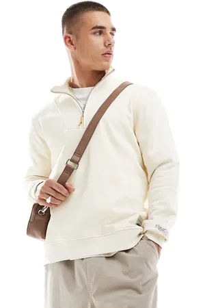 Only & Sons Sudadera color crema con cuello alto y cremallera corta de -Marrón
